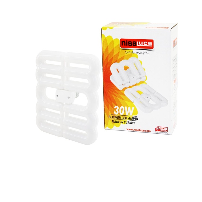 NİSALUCE EAMP-096/B 30W - E27FLOWER KATLANIR- 4B ŞEKİL16X21CMBEYAZ LED LAMBA AMPUL 2700LÜMEN- 6500K (4434)