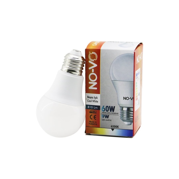 NO-VO 9W=60W E27 BEYAZ LED AMPUL 6500K - 810Lm (4434)