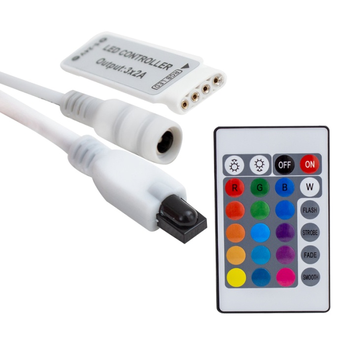 MİNİ 24 TUŞLU 5 VOLT - 12 VOLT - 24 VOLT - 3.2 AMPER KUMANDALI RGB LED KONTROL CİHAZI (4434)