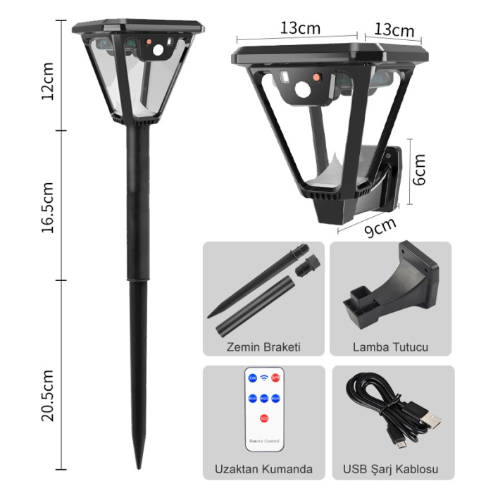 HS-V83 SOLAR SENSÖRLÜ 100 SMD LEDLİ 3 MODLU BAHÇE VE DUVAR LAMBASI (4434)