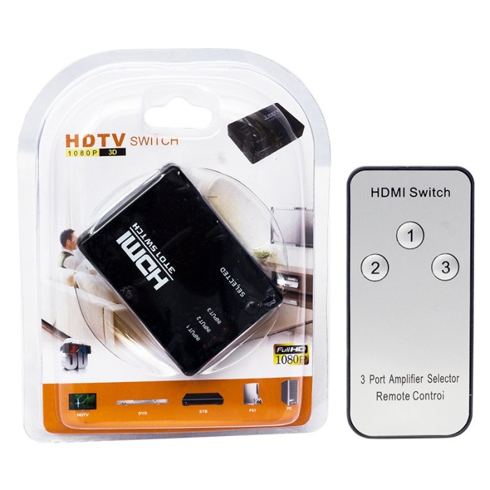 3 GİRİŞ 1 ÇIKIŞ HDMI SWITCHER TOPLAYICI KUMANDALI ADAPTÖRSÜZ (4434)