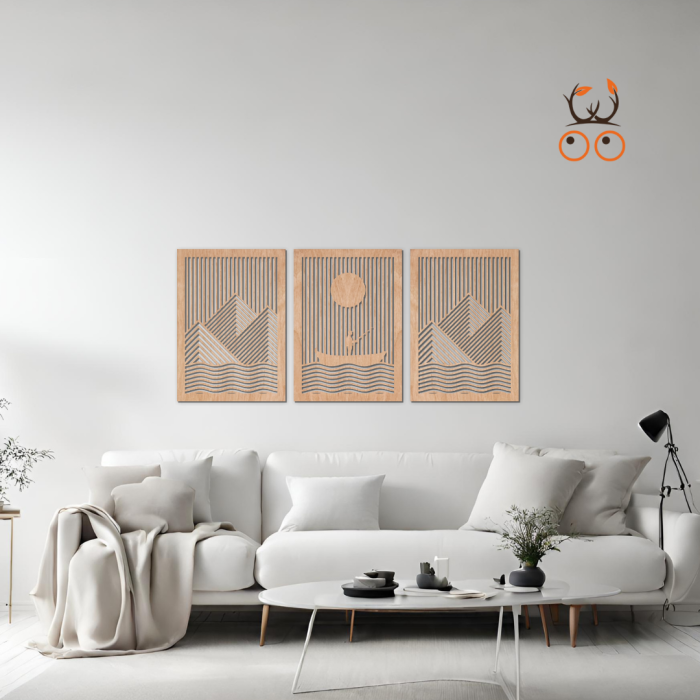 Minimalist Balık Tutan Adam Ahşap Tablo - Woolight