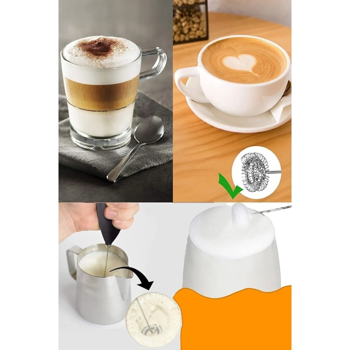 Mini Mixer Kahve Süt Köpürtücü Karıştırıcı Cappucino Mikser - Pratik Pilli Köpürtücü 1137 Bh