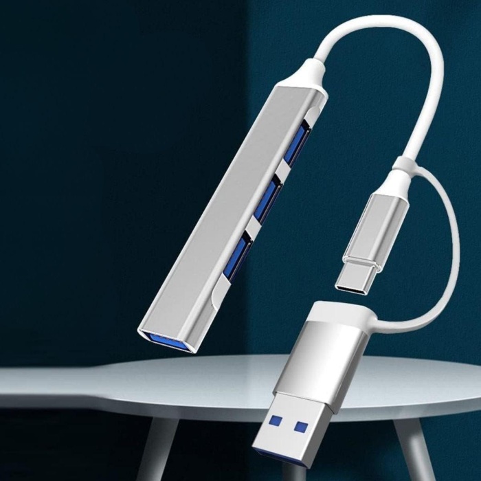 4 Port&amp;apos;lu Bağlantı İstasyonu Ultra İnce USB Bölücü TYPE-C tipi Çoklu Arayüz Adaptörü Multi Usb Çoklayıcı (4767)