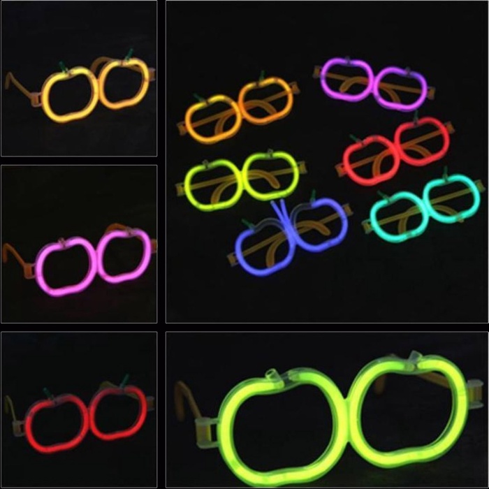 Glow Stick Elma Gözlük - Glow Partisi Gözlüğü - Glow Stick Gözlük 12 Adet (4767)