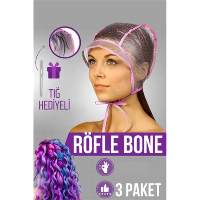 Turk Röfle Bonesi Tığlı 3 PAKET Saç Boya Bonesi