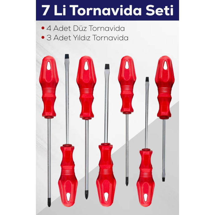 7li Tornavida Seti (4 Adet Düz Tornavida 3 Adet Yıldız Tornavida)