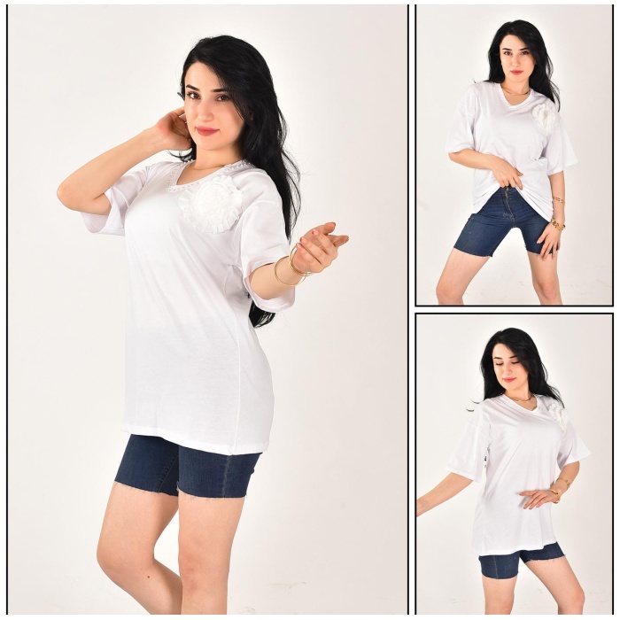 Boncuk Model Papatya Desen T-shirt