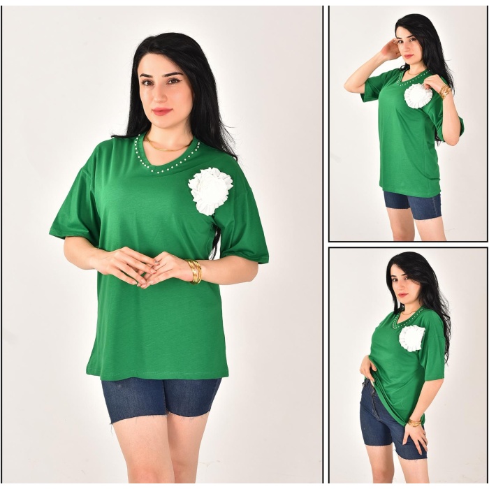 Boncuk Model Papatya Desen T-shirt