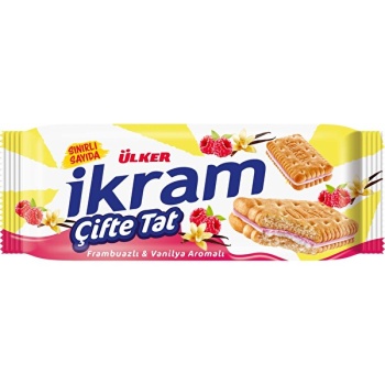 Ülker İkram Çifte Tat Frambuaz & Vanilya Aromalı Bisküvi 87 g