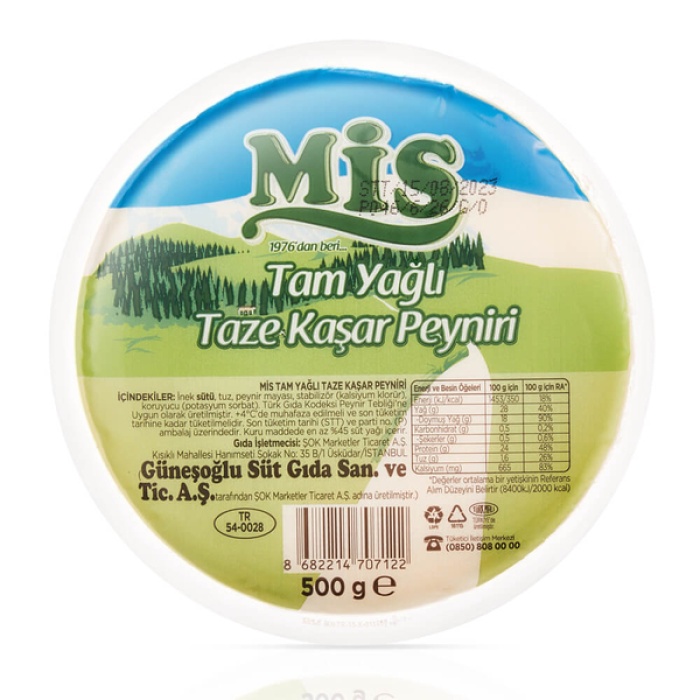 Mis Tam Yağlı Kaşar Peyniri 500 g