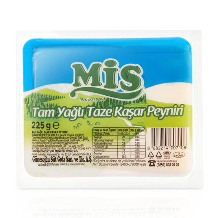 Mis Tam Yağlı Kaşar Peyniri 225 g