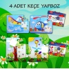 4 Set - 48 Parça  Tekne , Helikopter ve Zürafa 3+ Keçe Yapboz - 3 Yaş Puzzle