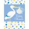 Baby Boy Stork Temalı Mavi Renk Baby Shower Davetiye 8 Adet (4767) - Lisinya