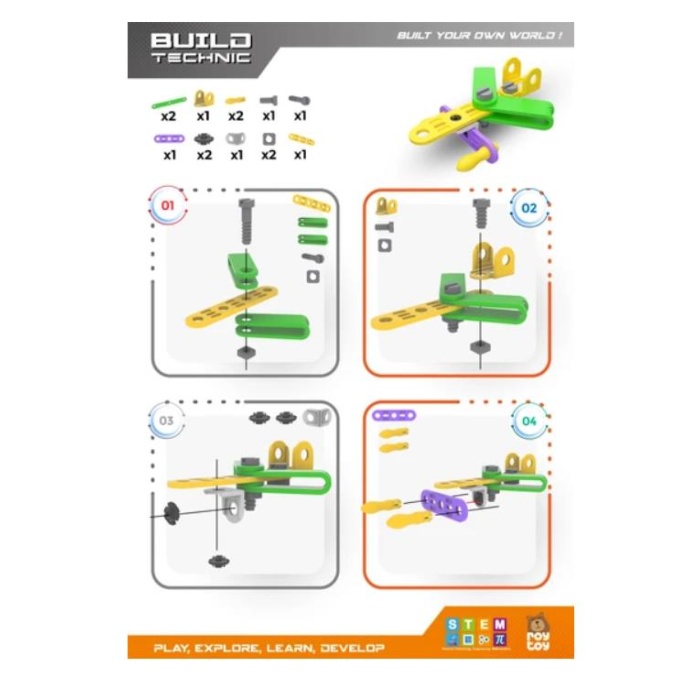 Sök Tak 15 Parça Uçak Build Technic - 4100101-2-15 (Lisinya)