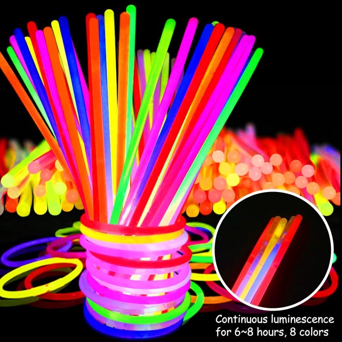 Karanlıkta Yanan Parlayan Fosforlu Glow Stick  Çubuk Bileklik 50 Adet