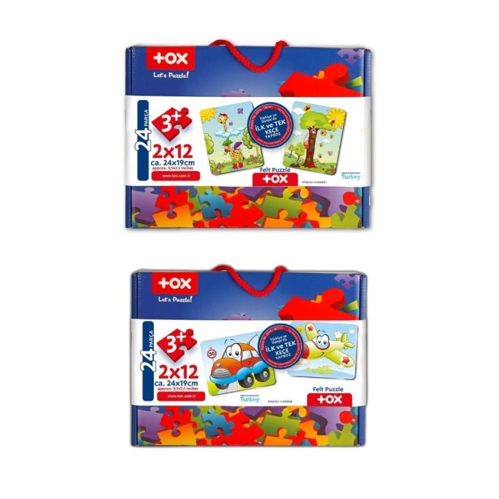 4 Set - 48 Parça  Uçak, Araba ve Zürafa 3+ Keçe Yapboz - 3 Yaş Puzzle