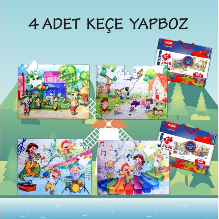 4 Set - 96 Parça  Oyun Parkı ve Müzik 5+ Keçe Yapboz - 5 Yaş Puzzle