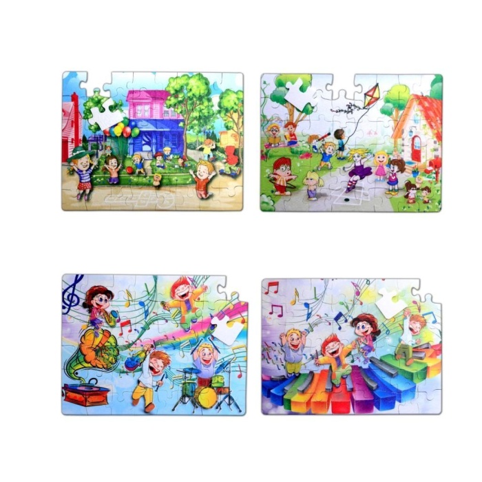 4 Set - 96 Parça  Oyun Parkı ve Müzik 5+ Keçe Yapboz - 5 Yaş Puzzle