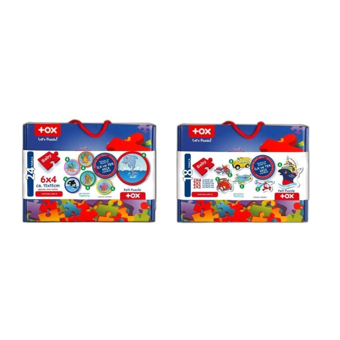 12 Set - 42 Parça  Deniz Canlıları ve Ulaşım Araçları 2+ Keçe Yapboz - 2 Yaş Puzzle