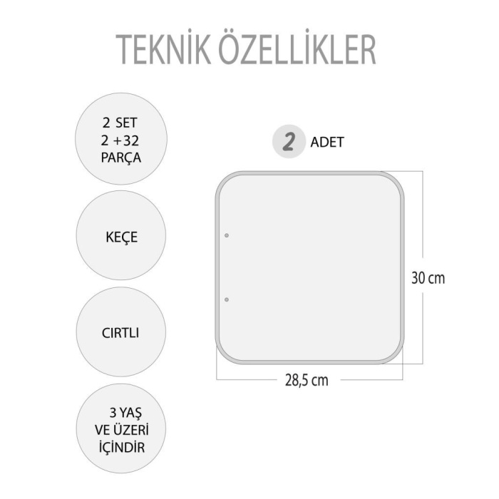 2 Set - 27 Parça  Banyo ve Yatak Odası Keçe Cırtlı Aktivite Sayfası - Çocuk Etkinlik , Eğitici Oyuncak