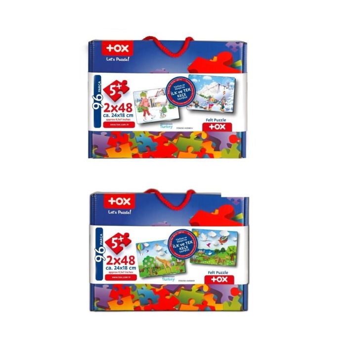 4 Set - 96 Parça  Kış ve Origami 5+ Keçe Yapboz - 5 Yaş Puzzle