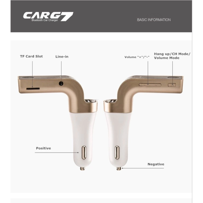 Carg7 Bluetooth Araç Fm Transmitter Usb Girişli