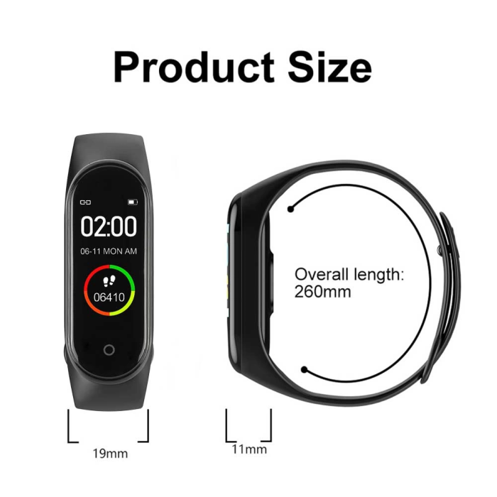 M4 Akıllı Saat Bileklik Kalp Hızı Kan Basıncı Nabız Pedometre Smart Watch