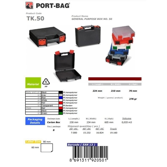 PortBag TK50 Çok Amaçlı El Aleti Çantası