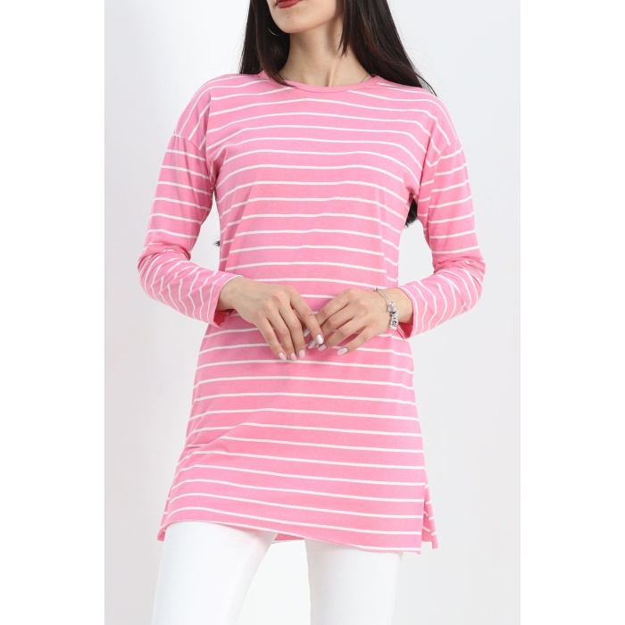 Çizgili Tunik Pembe