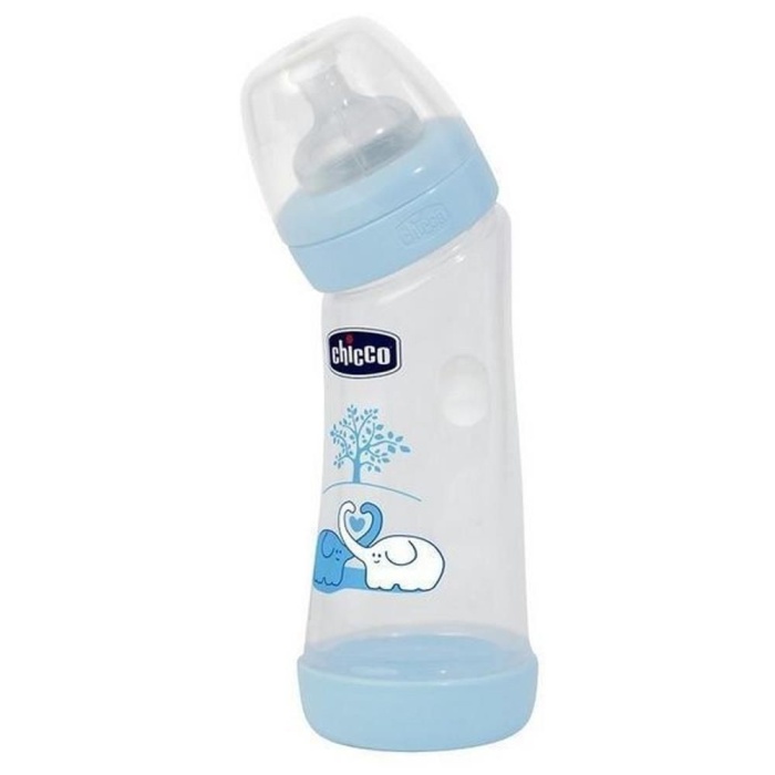 Chicco Eğimli Biberon 250 ml - Mavi