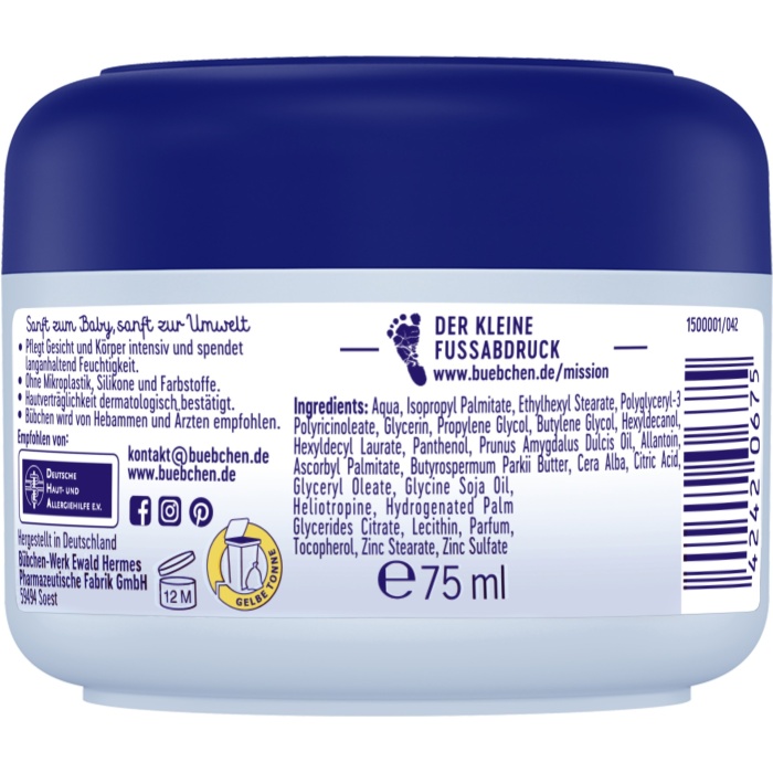 Bübchen Sensitive Bebek El ve Yüz Kremi 75 ml