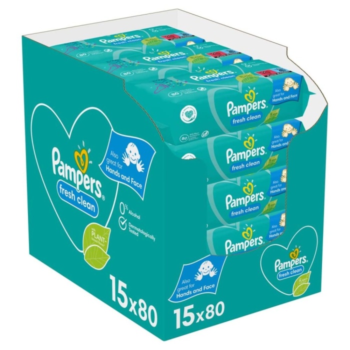 Prima Pampers Baby Yenidoğan Fresh Clean Islak Havlu 80x15 Adet (1200 Yaprak)