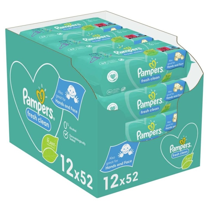 Prima Pampers Baby Yenidoğan Fresh Clean Islak Havlu 52x12 Adet (624 Yaprak)