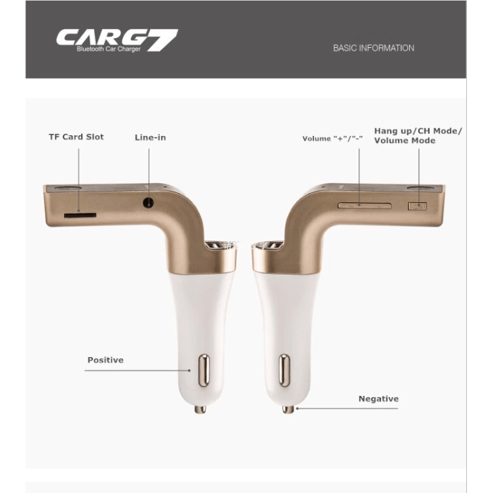 Carg7 Bluetooth Araç Fm Transmitter Usb Girişli ( Lisinya )