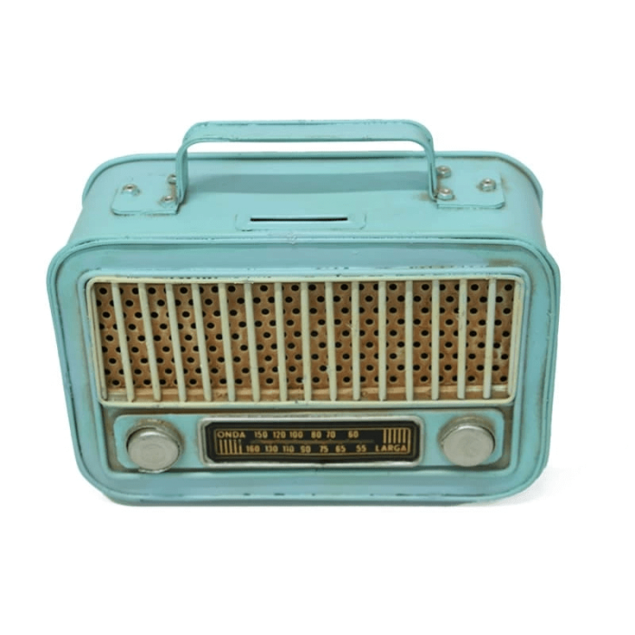 Vintage Tasarım Dekoratif Metal Radyo Kumbara ( Lisinya )