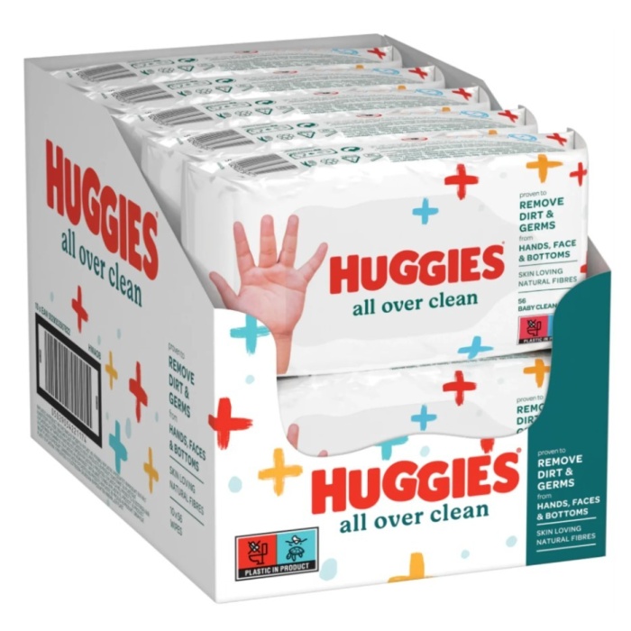 Huggies All Over Clean Bebek ve Çocuk Islak Mendili 10x56 Yaprak