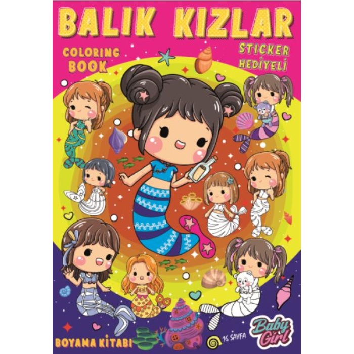 Balık Kızlar Boyama Kitabı Popsticker