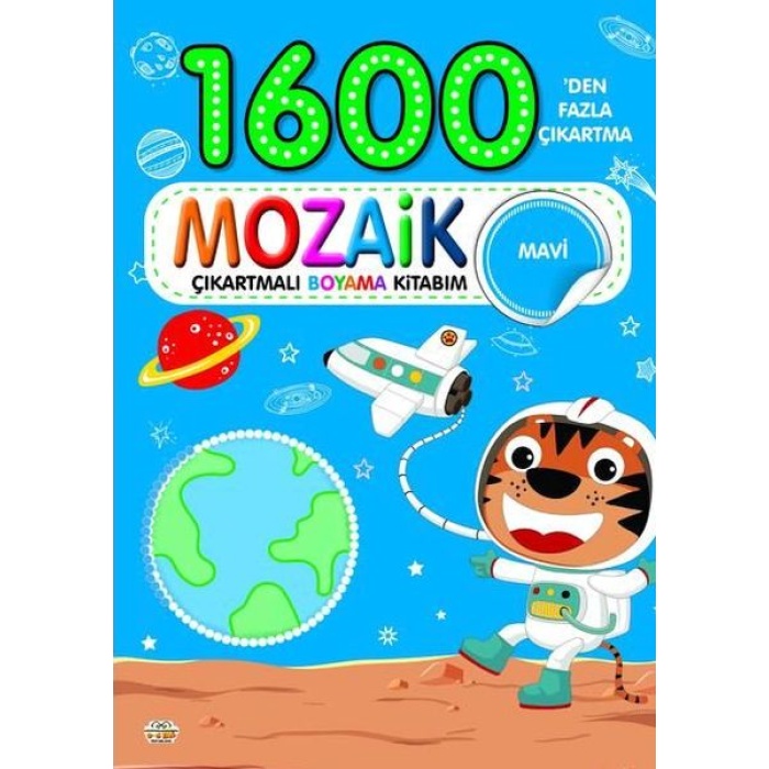 1600 Mozaik Çıkartmalı Boyama Kitabım Mavi Kitap