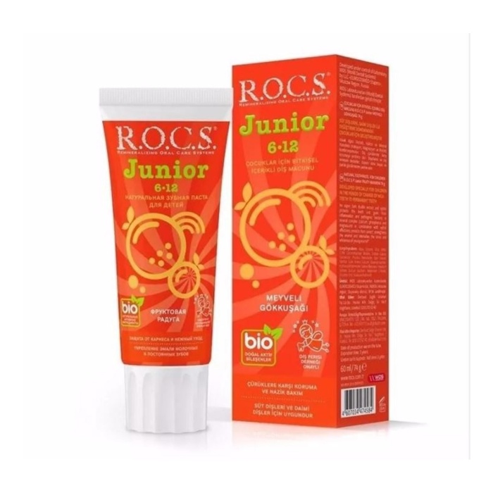 Rocs Junior Meyveli Gökkuşağı 6-12 Yaş Florürsüz Diş Macunu 74 ml
