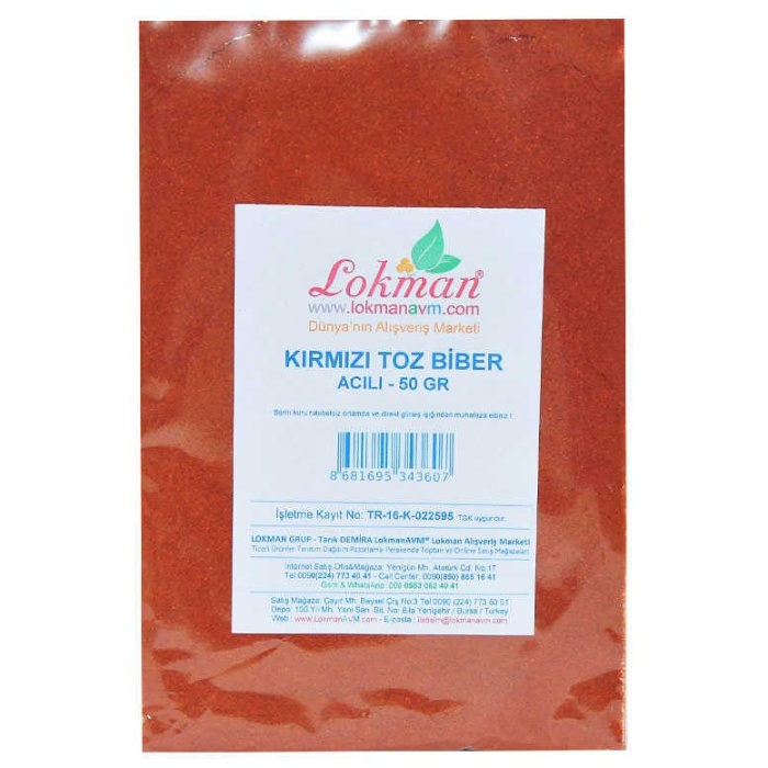 Kırmızı Toz Biber Acılı Renk Biberi 50 Gr Paket