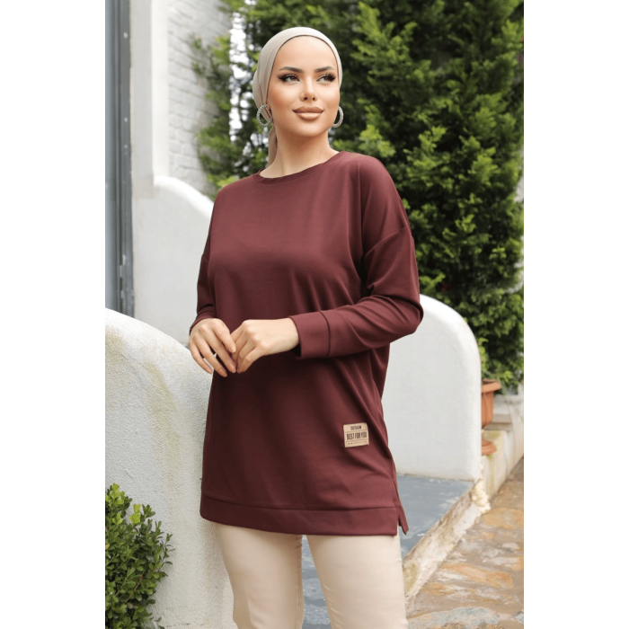 Yeni Stil Kahve Arma Detaylı Tunik 10020 ( Lisinya )