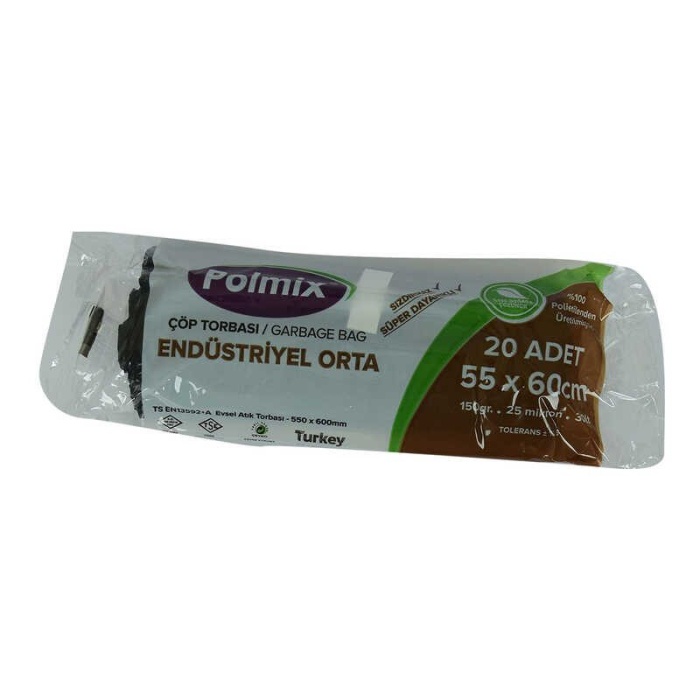 Çöp Torbası Orta Boy 55x60Cm 150Gr 25Mikron 30Lt Siyah Rulo 20 Adet