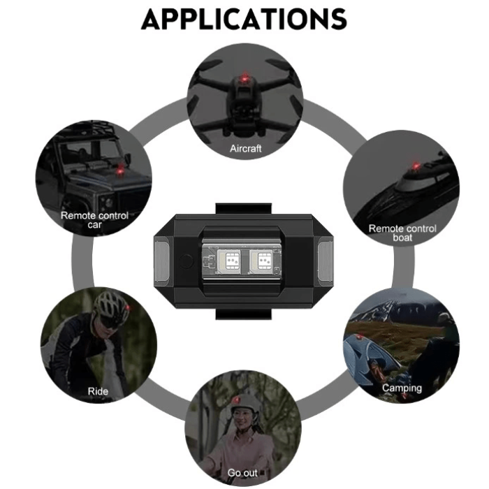 Pratik 7 Renk Bisiklet Motosiklet Drone Işığı Çakarlı Lamba ( Lisinya )