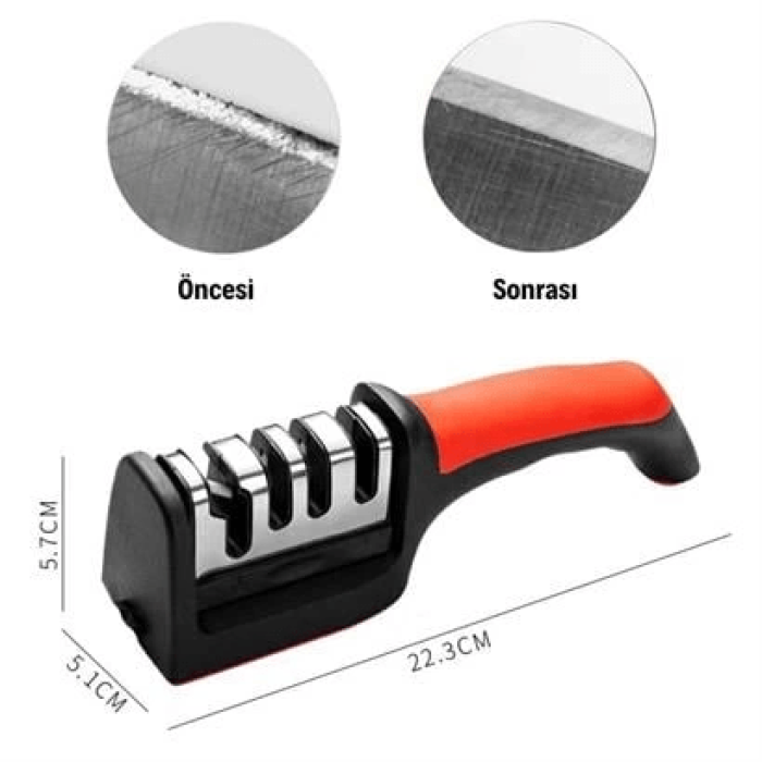 4 Aşamalı Kaymaz Tabanlı Hızlı Bıçak Ve Makas Bileme Aracı - Keskin Ve Pratik Kullanım ( Lisinya )