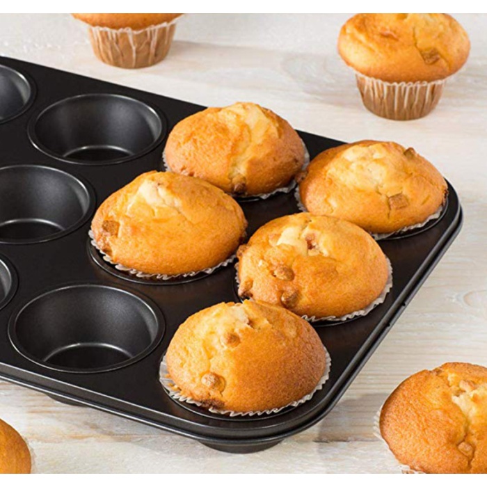 12 Bölmeli Metal Yapışmaz Muffin Kek Kalıbı