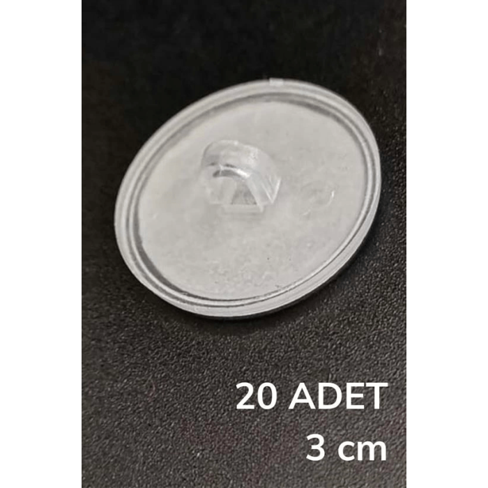 20 Adet Şeffaf Yuvarlak 3 Cm Çaplı Güçlü Disk Yapışkanlar ( Lisinya )