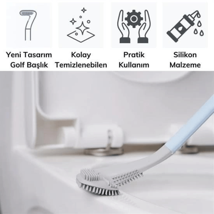 Golf Tasarımlı Silikon Wc Klozet Mutfak Temizlik Fırçası Kanca Hediyeli ( Lisinya )