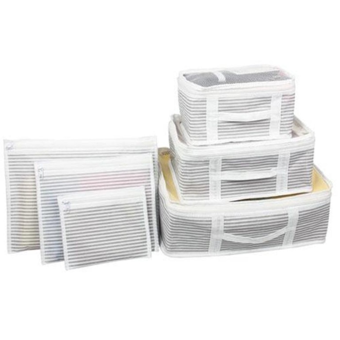 Bavul İçi Düzenleyici Valiz  Organizer 6 lı Set - Çizgili