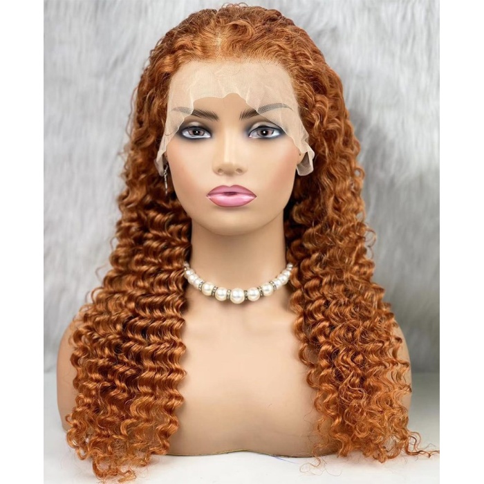 Gerçek Front Lace Tül Peruk / Afro Dalgalı / Bakır 70/75cm